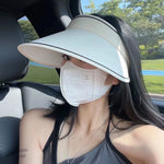 Women Summer Sun Hat Wide Brim Empty Top Ponytail Cap Beach UV Protection Outdoor Sunscreen Visors Folding Sunshade Girl Bonnet