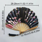 1pc Japanese Style Retro Shell Shaped Fan Silk Cloth Bamboo Folding Fans Wedding Hand Fans Single-side Flower Curved Fanbone