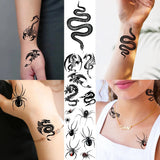 15 Sheets Totem Dragon Temporary Tattoos For Men Women Fake Scorpion Tribal Snake Tattoo Sticker Spider Web Black Tatoo Body Art