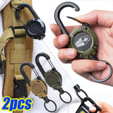 1/2pcs Steel Wire Rope Retractable Pull Reel Carabiner Key Chains Buckle Spring Key Holder Outdoor Sporty Keychain Multiple Tool