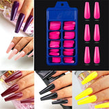 100pcs Colored False Fake Nails Tips Press on Acrylic French Coffin Ballerina Nail Accessories Manicure Art Supplies Products