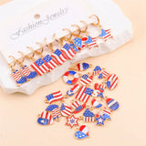 10Pcs 20styles USA Independence Day American Flag Jewelry Accessories DIY Making Alloy Enamel Heart Star Earrings Necklace Penda