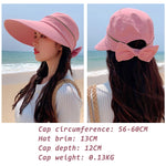 Women's Summer Hat Removable Cap Top with Zipper Empty Top Hat Cycilng Anti-UV Sun Hats Ladies Foldable Big Brim Hat Visor Caps