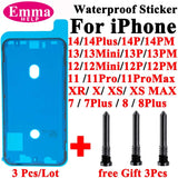 3pcs Waterproof Sticker For iPhone 11 12 13 14 Pro Max Mini X XS 7 8Plus LCD Display Screen Pre-Cut Glue Frame Tape Bezel Seal