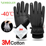 Men Winter Waterproof Cycling Gloves Outdoor Sports Running Motorcycle Ski Touch Screen Fleece Gloves Non-slip Warm Full Fingers