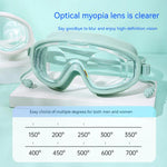 0~-7.0 Myopia Degree Swim Eyewear Women Optical Silicone Large Frame HD Clear Girls Anti Fog Swimming Goggles Diving Glasses