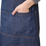 1Pcs Halter Neck Denim Apron With Pockets Perfessional Kitchen Apron Soft Wear-Resistant Workwear for Waiter Apron Nail Salon