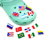 1/30PCS National Flag Shoe Charms Australia USA Brazil Flag Shoe Accessories fit Clog Buckle Shoe Decoration Tote Bag Pendant