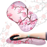 Ergonomic Keyboard Wrist Rest MousePad Sakura Office Wrist Memory Foam Mouse Pad Pink Cherry Blossom Computer Laptop Desk Mats