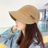 Women's Foldable Sunhat Summer Outdoor Beach Fisherman Hat Sunscreen UV Protection Cap Adjustable Cotton Wide Brim Bucket Caps