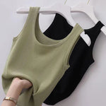 Women's Clothing Tanks For Female Ice Silk Camisole With Solid Knit Bottoming Shirt Sleeveless T-shirt Summer Inner Wear Soft