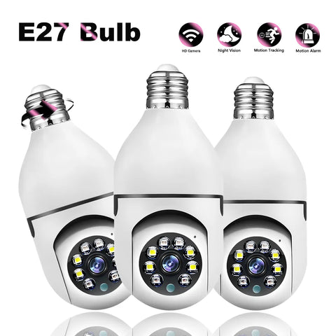 1/2/3Pcs Bulb E27 Surveillance Camera Automatic Human Tracking Full Color Night Vision Indoor Security Monitor Zoom Home Cameras