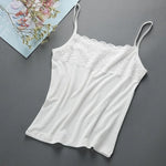 Women Slim Fit Large Top with Strap Tank Top Spring and Summer Lace Underlay Black and White Bottom Strap Vest Lace Top