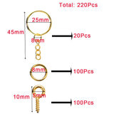 110/220pcs/Set Keychain Open Jump Rings Eye Pins Jewelry Making Accessories Kits for DIY Epoxy Resin Key Chain Key Ring Pendants