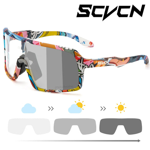 2022 New SCVCN Men's Photochromic Cycling Sunglasses Women Sports Running Fishing Polarized Goggles UV400 Mountain Bike Eyewear