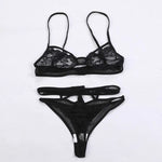 Women Lace Lingerie Set Sexy Hollow Out Embroidery 2 Piece Set Gather Push Up Bra+High Waist Panty See Through Underwear Outfits