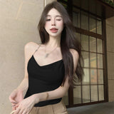 Women Solid Colour Korean Version Summer Chain Halter Women's Tank Top Loose Sleeveless Blouses Tank Shirt Summer Crop Top