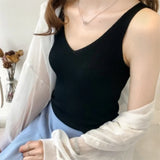 Women Summer Tanks Camis Vest Fashion Casual Sleeveless Ladies Street V-Neck Solid Color Tanks Tops Tees Hotsweet B3149