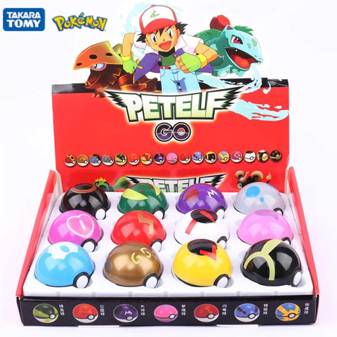 12Pcs /Set PokeBall Model Anime Figure Pokemon Pikachu Pocket Monster Pet Elf Dolls Kids Gifts Bulk Buy Child Toys