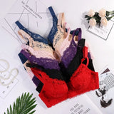 Plus Size Lace Bras for Women's Bralette Crop Top Underwear Female Sexy Lingerie Wide Shoulder Straps Underwired Push Up Bra