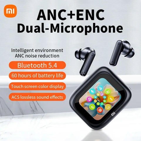 XIAOMI ANC Wireless Earbuds E18 Pro Bluetooth5.4 Earphones Mijia LED Touch Screen Active Noise Cancelling Headphone Bulit in Mic