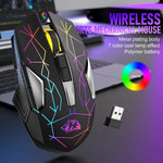 X18 Wireless Gaming Mouse Rechargeable with Rainbow RGB Backlit Optical Sensor and 3 DPI Ergonomic Gamer Mice for Windows Mac