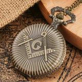 Bronze Co-Masonic Theme Alloy Quartz Pocket Watch Pendant Necklace with Co-Masonic Theme/Necklace Watch