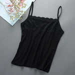 Women Slim Fit Large Top with Strap Tank Top Spring and Summer Lace Underlay Black and White Bottom Strap Vest Lace Top