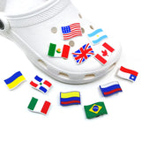 1/30PCS National Flag Shoe Charms Australia USA Brazil Flag Shoe Accessories fit Clog Buckle Shoe Decoration Tote Bag Pendant