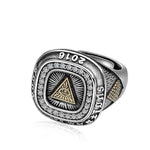 Genuine 925 Sterling Silver Jewelry Masonic Ring Mens Signet Rings Vintage Flower Pattern Engraved Cool Fashion