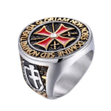 Crusader Red Cross Ring for Men Boys Domineering Knights Templar Masonic Rings Fashion Jewelry Gifts Wholesale