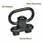 1.25” QD Sling Swivel Mount Heavy Duty Quick Detach Push Button Swivels for Two Point Sling 360°Rotatable Easy to Mount QD Sling