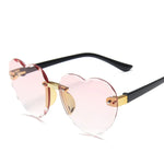 XaYbZc Child Cute Heart Rimless Frame Sunglasses Children Kids Gray Pink Red Lens Fashion Boys Girls UV400 Protection Eyewear