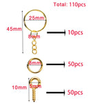 110/220pcs/Set Keychain Open Jump Rings Eye Pins Jewelry Making Accessories Kits for DIY Epoxy Resin Key Chain Key Ring Pendants