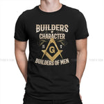 Freemason Builders of Character Square and Compass Masonic Essential Hipster Polyester TShirts  Men Graphic Tops T Shirt O Neck