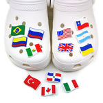 1/30PCS National Flag Shoe Charms Australia USA Brazil Flag Shoe Accessories fit Clog Buckle Shoe Decoration Tote Bag Pendant