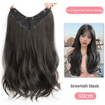 Women's V-shaped Micro-curly Long Hair Extension Synthetic Wig One-piece Hair Extension Piece Fluffy Top Increase Hair Volume