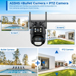 12MP Wifi Camera PTZ 8X Digital Zoom Dual Screen Color Night Vision Outdoor Security Protection 8MP CCTV IP Camera 4K iCSee App