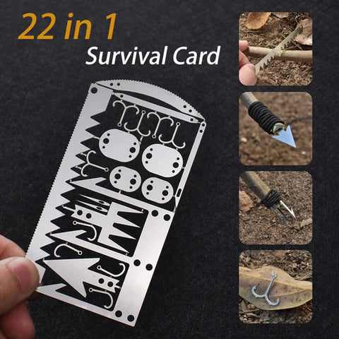 12 in 1 Camping Survival Card Multitool Pocket Knife Fishing Hook Fork Saw Arrow Multifunctional Tool for Outdoor Hunting