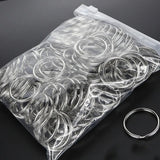 100/20Pcs DIY Polished Silver Keyring Stainless Steel Hole Round Key Ring Chain Rhodium Plated Round Split Keychain Wholesale