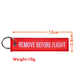 1 PC Wholesale Aviation Keychain Remove Before Flight Both Sides Embroidery Car Key Accessories Backpack Pendant Chain