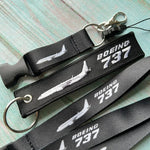 1 Set Boeing 737 Lanyards Key Chain Set Neck Strap Phone Chaveiro llavero Lanyard for ID Card Holder Flight Crew Gift for Pilot