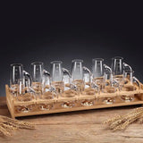 Wooden Cup Holder Bar Accessories Cup Storage Holder Serving Tray With Wood Serving Tray Base Crystal Glass for Cabinet Party