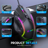 12800DPI Free Weight Macro RGB Gaming Mouse 12 Programmable Keys Game Mouse RGB Light Max to 6 levels For pc mac gun PUBG Laptop