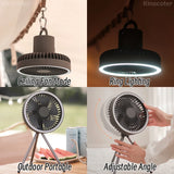 10000mAh Camping Fan Rechargeable Desktop Portable Air Circulator Wireless Ceiling Electric Fan with Power Bank LED Light Tripod