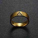 Gold Plated Stainless Steel 33 Degree Symbol Masonic Freemason Rings for Men Women