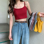 Women Sexy Solid Camis Crop Top Casual Tank Tops Vest Sleeveless Streetwear Club High Street