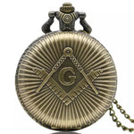 Bronze Co-Masonic Theme Alloy Quartz Pocket Watch Pendant Necklace with Co-Masonic Theme/Necklace Watch