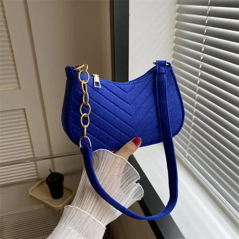 2023 Autumn Fashion Lightweight Shoulder Bag Crocodile Pattern Felt Small Square Bag Women's New Casual Chain Small Bag