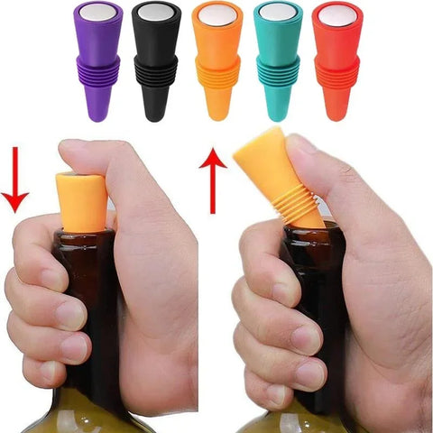 1PC Silicone Wine and Beverage Bottle Cap Set Leak Proof Champagne Bottles Sealer Stoppers Wine Cork Saver Stopper Reusable